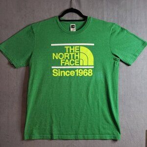 The North Face Mens Sz L Green Graphic T shirt Big Logo  Crew Neck Outdoor Tee
